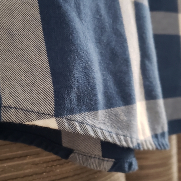 Men's Dickies Button Up Collared Short Sleeve Blue & White Plaid Shirt - Picture 5 of 6